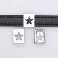 Silver 8mm hollow star slide charm for DIY wristbands and leather jewelry making - Pentagram