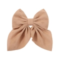 Floral chiffon large bow hair clip in nude pink with elegant hollow diamond weave texture - Light Brown Style (2)