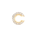 Golden C-shaped ear cuff with white rhinestones on a minimalist white background - 1.3cm Outer Diameter / KC Gold - Small - White (DZ-403)