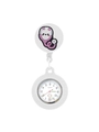 Dettaglio dell'orologio da infermiera con cassa in silicone bianco e clip stetoscopio rosa - Bianco Stetoscopio-3