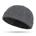 Winter dark grey wool docker hat with warm fleece lining and textured knit finish - Adjustable / Gray