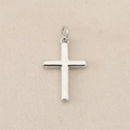 Macro shot of silver gothic cross pendant in polished brass on beige textile texture - Crescent Moon Star / 2*1.1cm / Silver