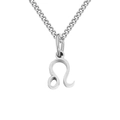 Leo zodiac sign pendant necklace in silver-tone stainless steel with a curb chain. - Leo / Steel