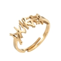 Anello con lettere gotiche irregolari dorate e design aperto regolabile per donna - Motivo Irregolare (Gotico Traforato) / Oro