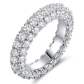 Three-row micro-pave eternity ring with sparkling cubic zirconia on silver-tone band - US 6 / White