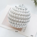 8cm champagne Christmas ball ornament with white faux pearls and silver beaded spirals - Spiral Pearl Inlaid Ball (Style C)