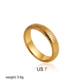 Close-up of 18K gold threaded ring with US 7 size and 3.6g weight on white background - US 7 / Ribbed Style (T305)
