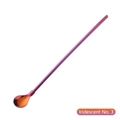 Iridescent No.3 long handle stainless steel straw spoon with rainbow finish for coffee - Long Handle - Magic Red