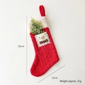 Calcetín navideño de punto rojo con borde de piel blanca y bolsillo decorativo XMAS - Tejido Rojo