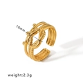 18k gold plated titanium steel triple band open ring with twisted rope knot, 10mm width - Three-Ring Twist Knot Style (HF-J1281)