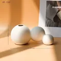 Modern matte white ceramic triple-ball vase HP-1522 for minimalist home decor - Vase C-1522 (21x10CM)