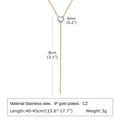 Elegant gold Y-shaped necklace featuring a heart cubic zirconia pendant and long drop chain - 1573-Heart Zircon Y-Shape