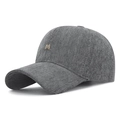 Grey herringbone baseball cap featuring a sparkling rhinestone M initial logo - Adjustable / Gray