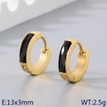 Minimalist gold and black titanium steel huggie earrings with cubic zirconia - Gold Base with Black Stone (KE118290-TGD)