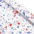 Splatter art gift wrapping paper in white with red and blue ink spots roll - Ink Splatter