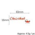 Red acrylic Merry Christmas tag with reindeer hat charm, 83mm length for DIY crafts - Letter Christmas Hat (Christhat)
