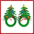 Detailed view of festive glitter Christmas tree felt glasses with colorful ornaments - Green Christmas Tree