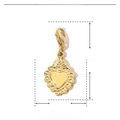 Dettaglio dimensioni per ciondolo a cuore in acciaio inossidabile dorato alto 27mm e largo 12mm - Cuore a Raggi di Sole Oro (YF121)