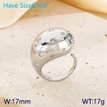 Polierter Edelstahl-Ring in Tropfenform mit Zirkonia-Steinen, Größe 6 bis 9 - US 6 / Mit Strass Steinen Besetzter Wassertropfen-Stil (KR111102-K) / Silber