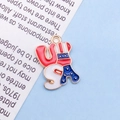 Golden USA letter charm with red white blue enamel finish for jewelry making - Enamel US Flag USA Letters / 11x17mm