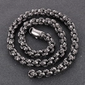 Retro punk style skull chain necklace in antique silver finish for gothic jewelry style - 50cm / Matte Black