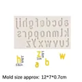 Silicone lowercase alphabet mold for chocolate with dimensions 12x7x0.7cm shown in white - Lowercase Letters / Gray