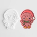 3D Christmas penguin cookie mold set with plastic cutter and stamp for baking - Christmas Penguin A