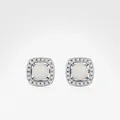 Exquisite S925 sterling silver square stud earrings with round opal and zircon accents - Ear Studs (RHS2099)