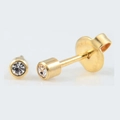 Puce d'oreille en acier inoxydable plaqué or 24K avec un cristal rond étincelant - Avril (Cristal)