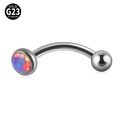 Piercing sopracciglio in titanio G23 con opale vibrante e sfera in metallo lucido - 1.2x8x3x4mm / Opale OP38