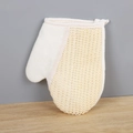 Sisal exfoliating bath glove in beige natural fiber with thumb slot design - Sisal Flat Opening Glove (21x17 CM)