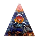6cm Orgonite Pyramid with blue crystal stone, gold lotus, and sphere for home decor - XQK04 White Ball Lotus