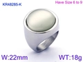 Titanstahlring mit rundem Katzenaugenstein-Inlay und 22 mm breitem poliertem Band - US 7 / Weißer Katzenaugen-Stil (KR48285-K)