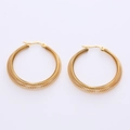 Exaggerated golden stainless steel hoop earrings with unique spiral spring texture design - 35mm / Gold