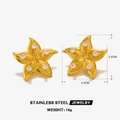 Gold plated stainless steel starfish stud earrings with white stones, 3.4cm size - Polished Sea Star Zirconia Earrings-Gold