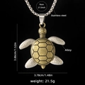 Collana con ciondolo a tartaruga retrò con catena in acciaio inossidabile e lega - Tartaruga di Bronzo + Catena in Acciaio da 70cm