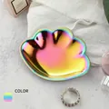 Claw-shaped multicolor stainless steel jewelry tray with iridescent finish for storage - Stainless Steel / Shell Shape Multicolor (9*7cm)