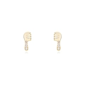 Gold comb-shaped stud earrings featuring small inset diamonds on a white background - Gold Comb Style (JQH0399-GG)