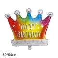 Rainbow gradient crown foil balloon with Happy Birthday print and 50x64cm size - Gradient Happy Birthday Crown