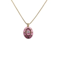 Detail of pink enamel evil eye pendant necklace with colorful zircon stones - Pink