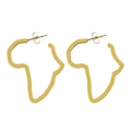 Boucles d'oreilles dorées en acier inoxydable avec contour ajouré de la carte de l'Afrique - Style Puce Carte Pleine / E192 Or