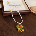 Collana di perle in stile cinese con ciondolo lucchetto Ruyi dorato e piccoli campanelli - Lucchetto di Sicurezza Dorato (7#)