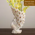 Elegant white peacock vase with gold relief details and modern minimalist design - Peacock Vase (Without Flower)
