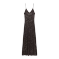 Sparkling dark brown sequin bodycon maxi dress with slim straps for evening parties - S / Coffee