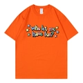 Leuchtend oranges T-Shirt mit Rundhalsausschnitt und buntem Sternen-Text-Aufdruck - Orange