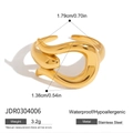 Irregular wave stainless steel open ring in 18k gold plating for daily wear - Gold