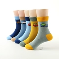 5er-Pack bunte Baumwoll-Kindersocken für Jungen mit Cartoon-Fahrzeugmotiven - 3-5 Jahre (13-15cm) / Baustellenfahrzeug Cartoon Set