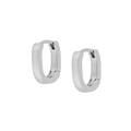 Close-up of polished silver U-shaped hoop earrings with a minimalist metal finish - JQH0151-Silver U-Shape Hoop