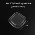 Square transparent PP plastic lid with easy-pull tab for 500ml or 650ml meal boxes - Fits 500/650ml / Square Box PP Lid
