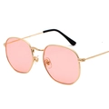 Gafas de sol poligonales de metal dorado con lentes de resina rosa claro - Montura Dorada Lente Rosa Océano C10